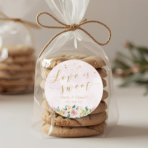 Blush Pink Gastgeschenk Hochzeit Liebe ist süß Runder Aufkleber