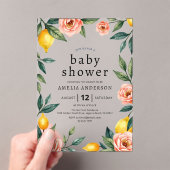 Blush Pink Gelb Lemon Zitronenfrüchte Babydusche Acryleinladungen (Insitu (Handheld))