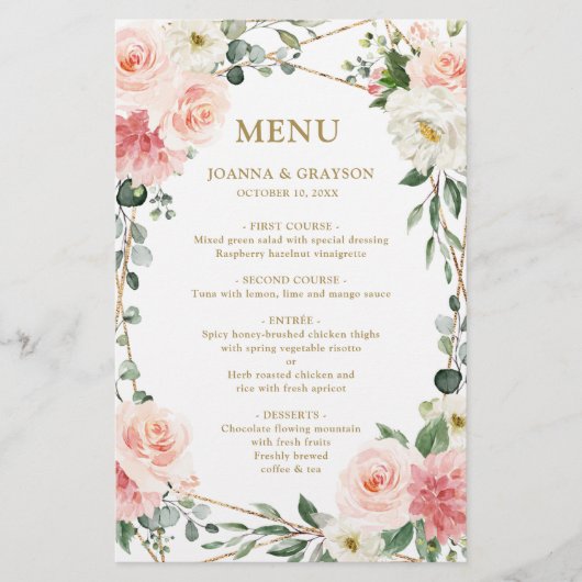 Blush Pink Geogeometrisches Botanisches Hochzeitsm (Vorderseite)