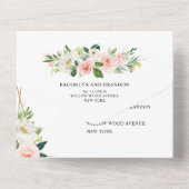 Blush Pink Geometric Botanical Wedding All In One Einladung (Rückseite)