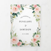Blush Pink Geometric Botanical Wedding Dreifach-gefaltete Programmkarte (Cover)
