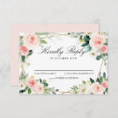 Blush Pink Geometric Botanical Wedding RSVP Karte (Vorne/Hinten)