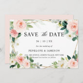Blush Pink Geometric Botanical Wedding Save The Date (Vorne/Hinten)