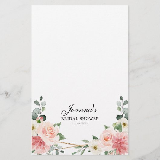 Blush Pink Geometric Brautparty Game (Rückseite)