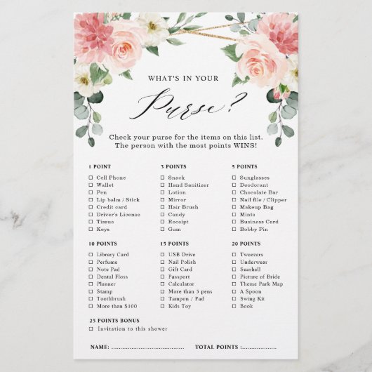 Blush Pink Geometric Brautparty Game (Vorderseite)