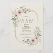 Blush Pink Geometric Bridal Shower Gold Hexagon Einladung (Vorderseite)