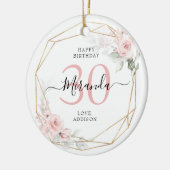 Blush Pink Geometric Floral 30 Jahre Keramik Ornament (Links)