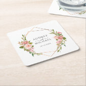 Blush Pink Geometric Floral Wedding Rechteckiger Pappuntersetzer (angewinkelt)