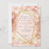 Blush Pink Geometric Gold Glitzer Twinkle Lights Einladung (Vorderseite)