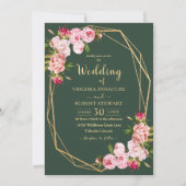 Blush Pink Geometric Royal Greenery Wedding Einladung (Vorderseite)