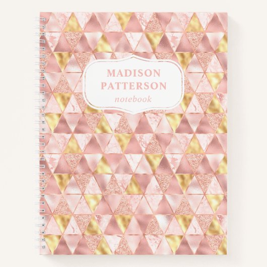 Blush Pink Geometric Shimmer Pattername Notizblock (Vorderseite)