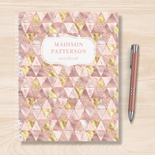 Blush Pink Geometric Shimmer Pattername Notizblock