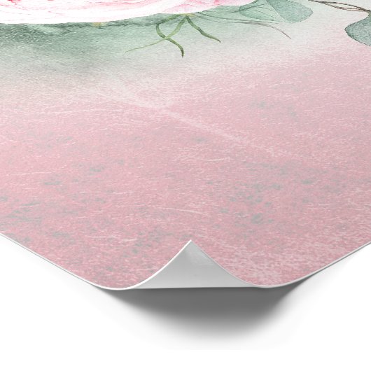 Blush Pink Geometric Wedric Begrüßungszeichen Poster (Ecke)