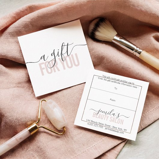 Blush Pink Geschenkgutschein Schönheitssalon Skrip Rabattkarte