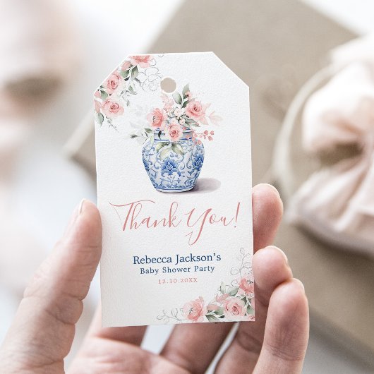 Blush Pink Ginger Jar Baby Dusche Vielen Dank Geschenkanhänger