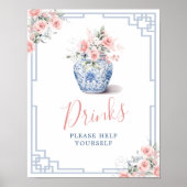 Blush Pink Ginger Jar Chinoiserie Baby Drinks Unte Poster (Vorne)