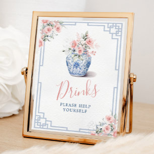 Blush Pink Ginger Jar Chinoiserie Baby Drinks Unte Poster