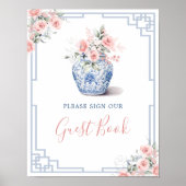 Blush Pink Ginger Jar Chinoiserie Baby Guest Book Poster (Vorne)