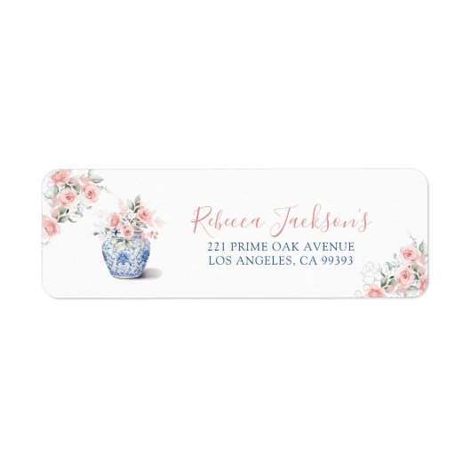 Blush Pink Ginger Jar Chinoiserie Dusche Adresse (Vorne)