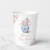 Blush Pink Ginger Jar Chinoiserie Dusche Pappbecher (Rückseite)
