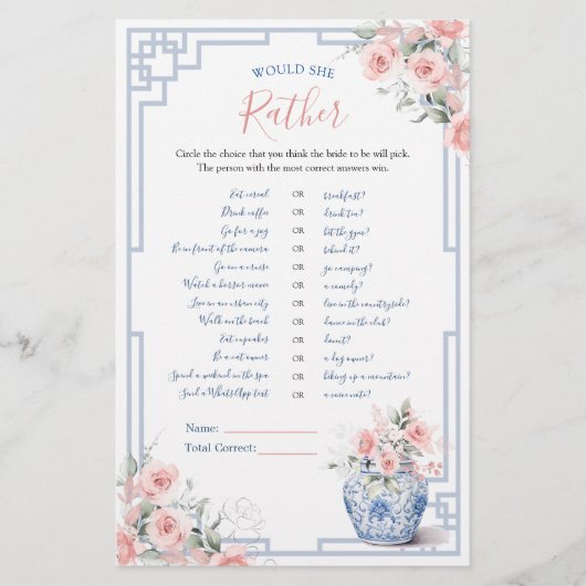 Blush Pink Ginger Jar Chinoiserie würde sie lieber (Vorderseite)