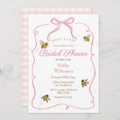 Blush Pink Gingham bedeutet, Brautparty zu sein Einladung (Vorne/Hinten)