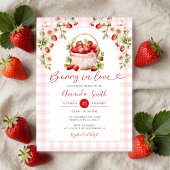 Blush Pink Gingham Berry in Liebe Brautparty Einladung