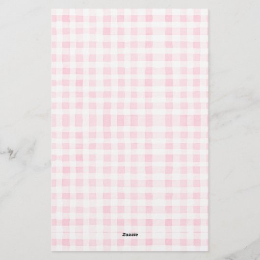 Blush Pink Gingham Floral Crest Monogram Briefpapier (Rückseite)