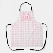 Blush Pink Gingham Floral Crest Monogram Schürze (Vorderseite)