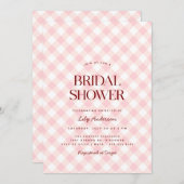 Blush Pink Gingham | Frühlingsspicknick-Brautparty Einladung (Vorne/Hinten)