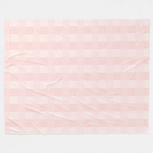 Blush Pink Gingham Kariertes Muster Fleece Blanken (Vorderseite (Horizontal))