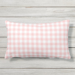 Blush Pink Gingham Muster geprüft Kissen Für Draußen