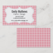 Blush Pink Gingham Visitenkarte (Vorne/Hinten)