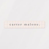Blush Pink Gingham Waterproof Name Etiketten (Design 2)