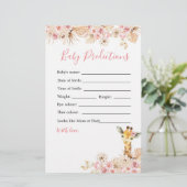 Blush Pink Giraffe Baby Shower Baby Vorhersagen (Stehend Vorderseite)