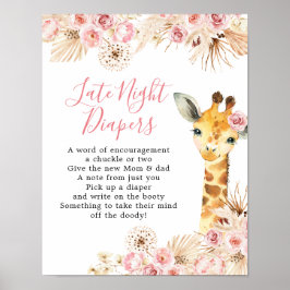 Blush Pink Giraffe Babydusche Spätabwanderer Poster