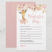 Blush Pink Giraffe Babydusche Wünsche für Kinder (Vorne/Hinten)