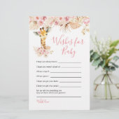Blush Pink Giraffe Babydusche Wünsche für Kinder (Stehend Vorderseite)