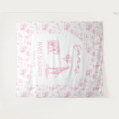 Blush Pink Girl Baby Duschbanner Safari Toile Wandteppich (Vorderseite (Horizontal))