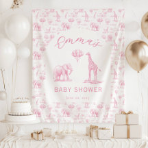 Blush Pink Girl Baby Duschbanner Safari Toile