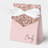 Blush Pink Girl Glitzer Monogram Name Geschenkschachtel (Vorderseite)
