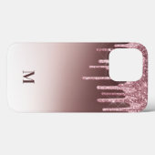 Blush Pink Girl Glitzer Sparkle Monogram Case-Mate iPhone Hülle (Rückseite (Horizontal))