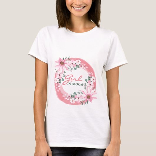 Blush Pink Girl in Blüte Kinderdusche T-Shirt (Vorderseite)