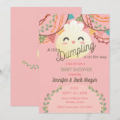 Blush Pink Girl Kleine Dumpling Babydusche Einladung (Vorne/Hinten)
