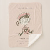 Blush Pink Girl Little Sailor Nautical Birth Stat Sherpadecke (Vorderseite)
