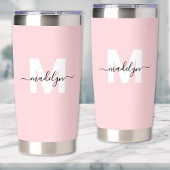 Blush Pink Girl Monogram Name Thermobecher
