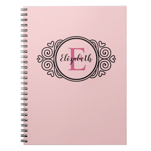 Blush Pink Girl Monogram Notizblock (Vorderseite)
