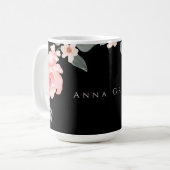 Blush Pink Girl Rose Schwarz Kaffeetasse (Vorderseite Links)