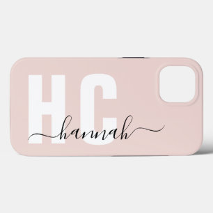 Blush Pink Girl Script Monogram Name Case-Mate iPhone Hülle