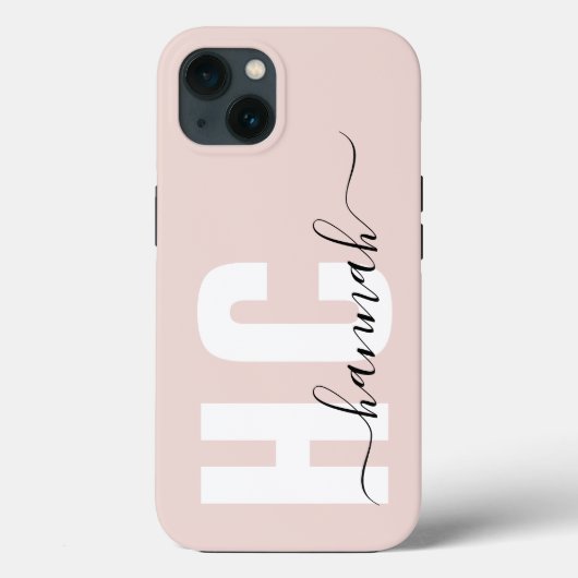 Blush Pink Girl Script Monogram Name Case-Mate iPhone Hülle (Rückseite)